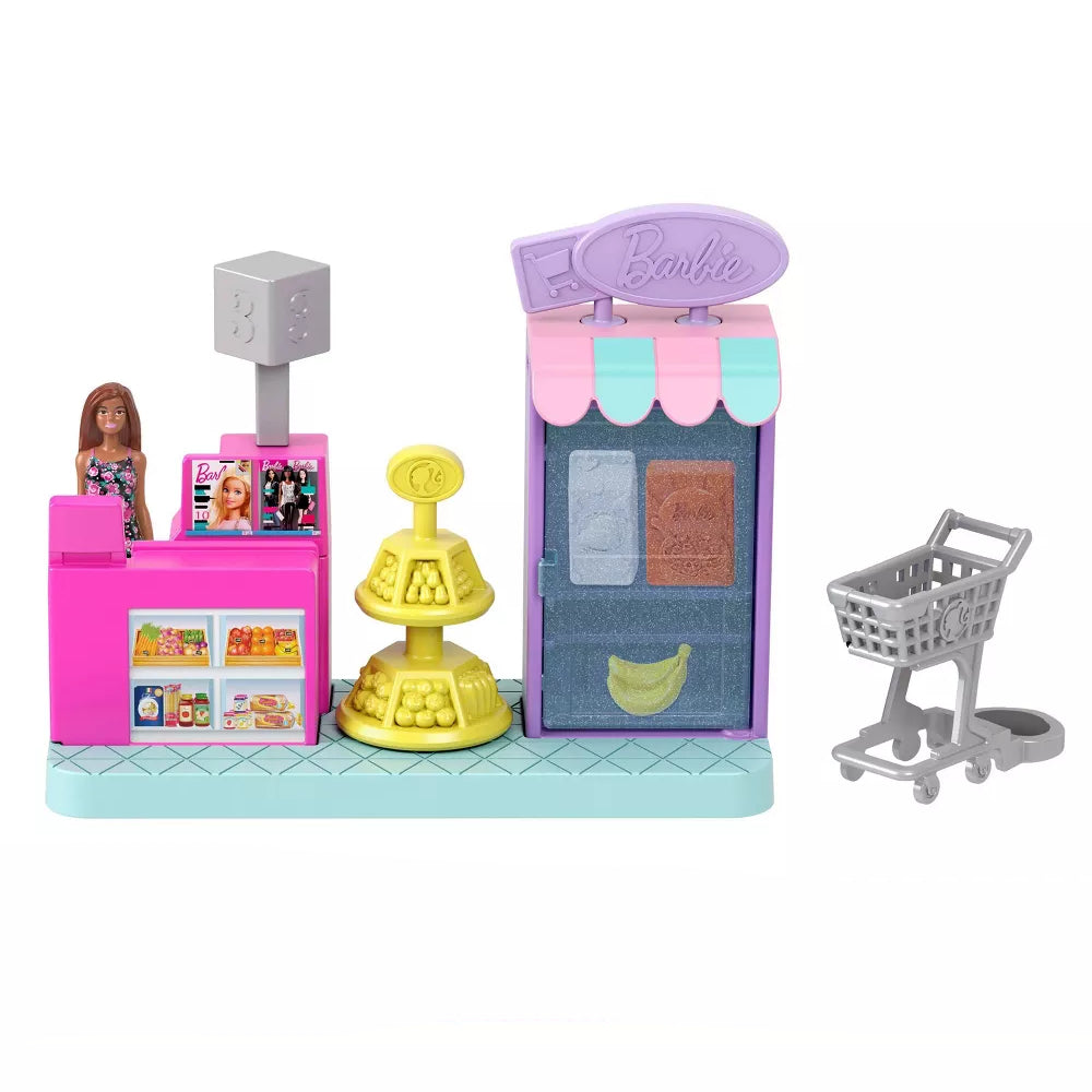 Barbie Mini Barbieland Collectible Supermarket Playset with 1.5" Barbie Doll