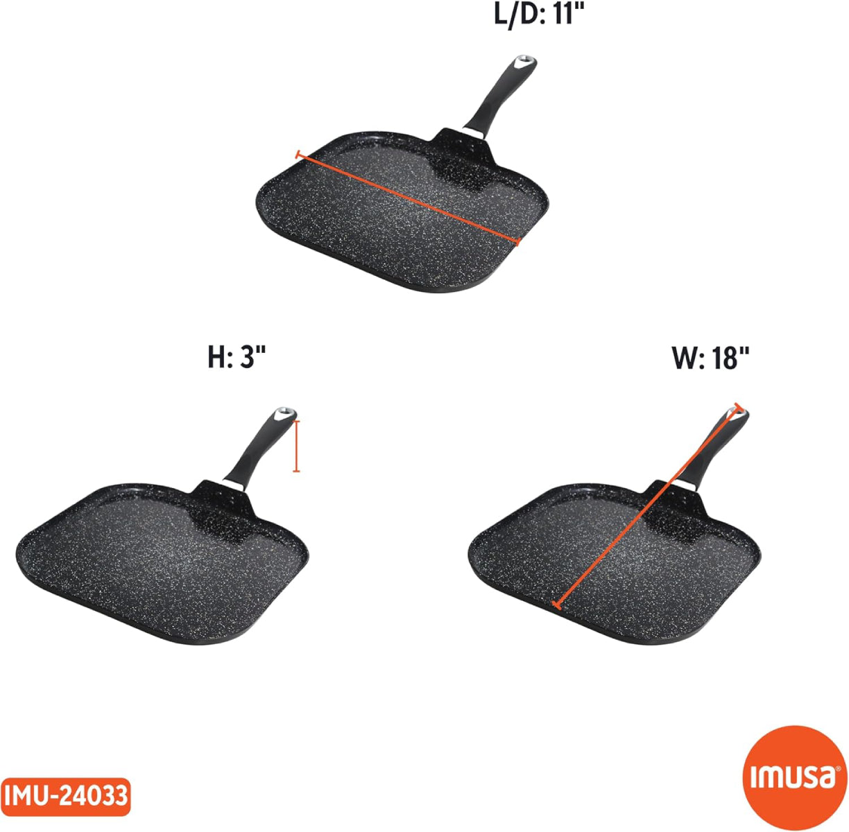 Imusa GAU/24033 11" Bistro Nonstick Griddle with Bakelite Handle - Black