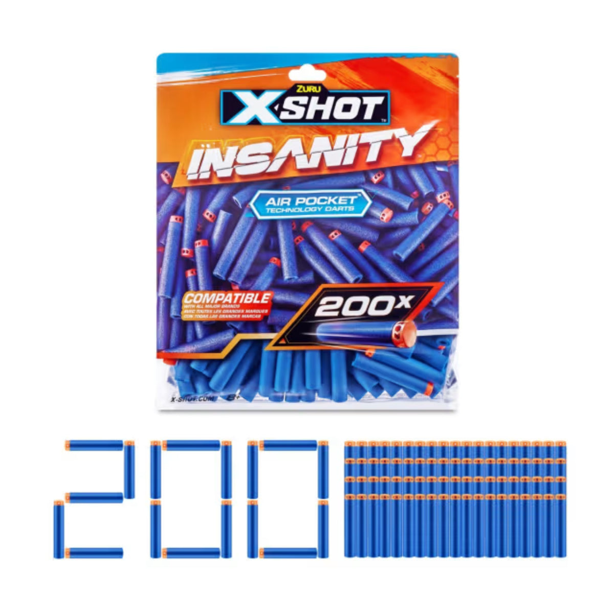 XShot Insanity Refill Darts (200-Pieces) - Blue