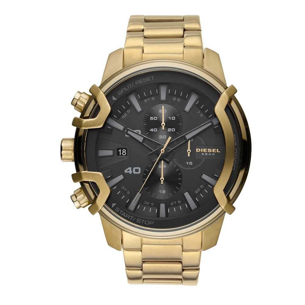 Diesel Griffed Men's 48mm Gold Bracelet Watch - Black Dial