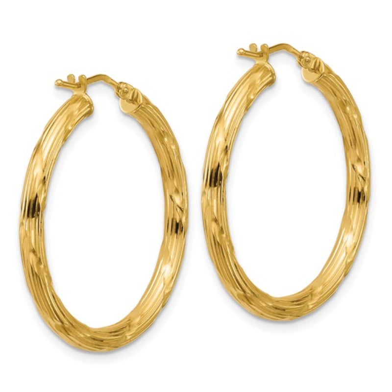 14K Leslie's Women's 2.7mm Grooved Hoop Earrings in 14K Yellow Gold