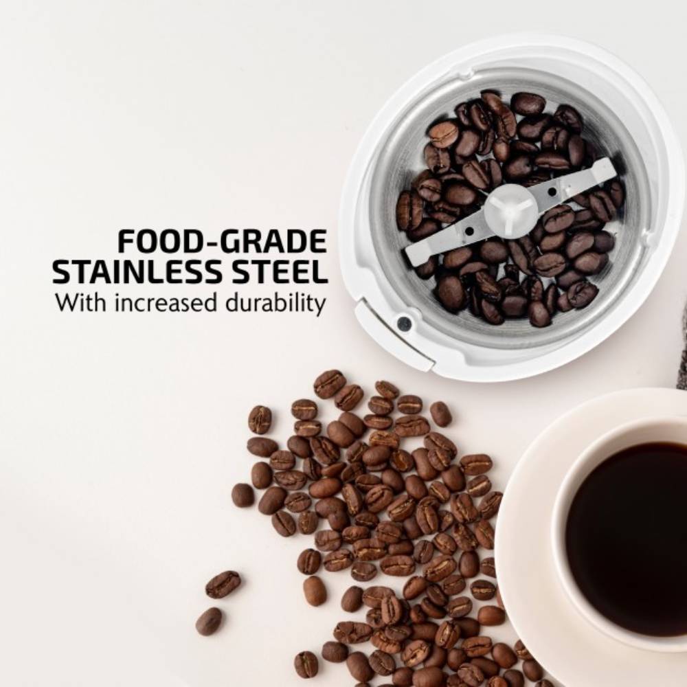 Ovente CG225W One-Touch Electric Coffee Grinder - White