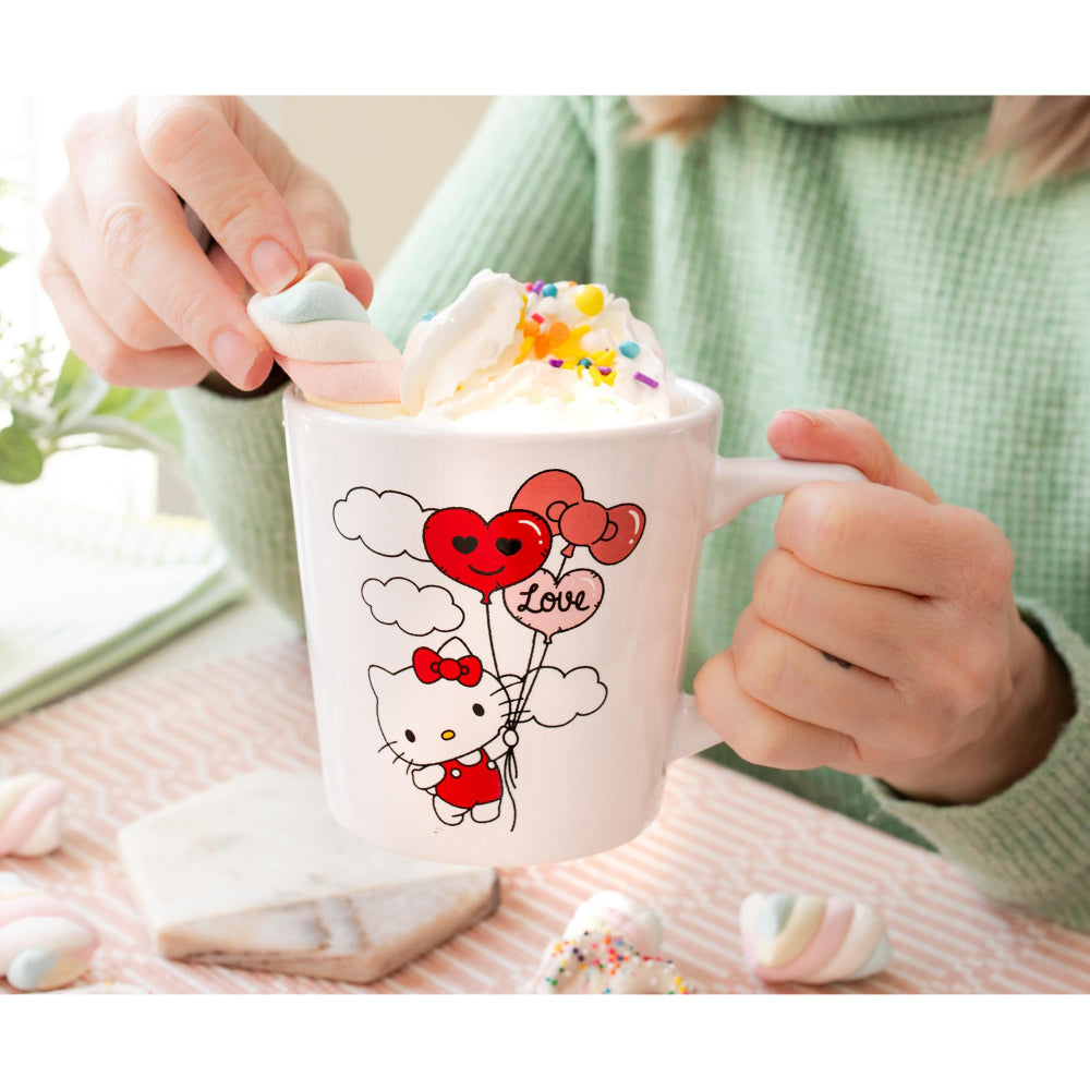 Sanrio Hello Kitty Love Balloon Wide Rim 17 oz Ceramic Mug - White