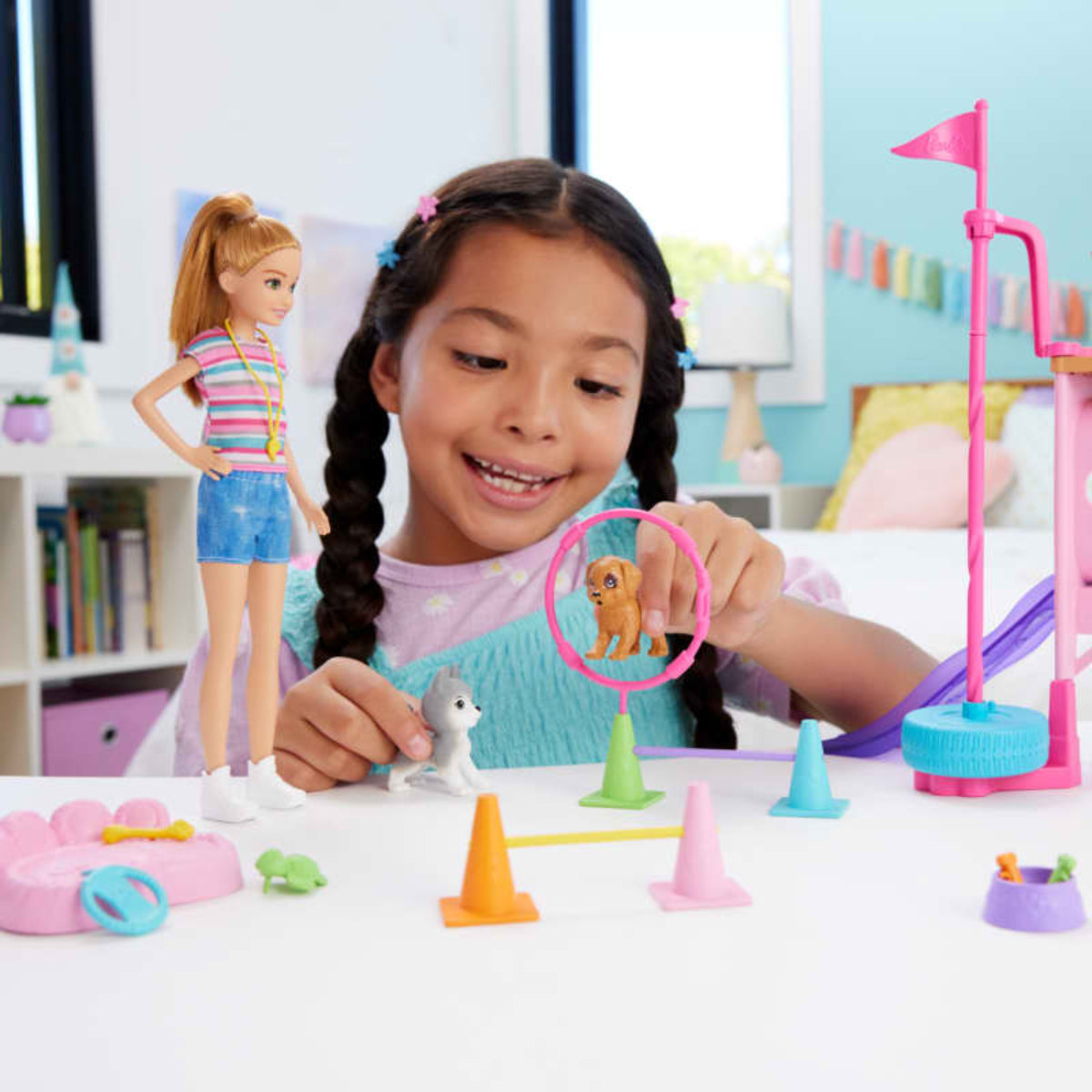 Barbie And Stacie To The Rescue Puppy Playground Playset with 3 Pet Dog Figures