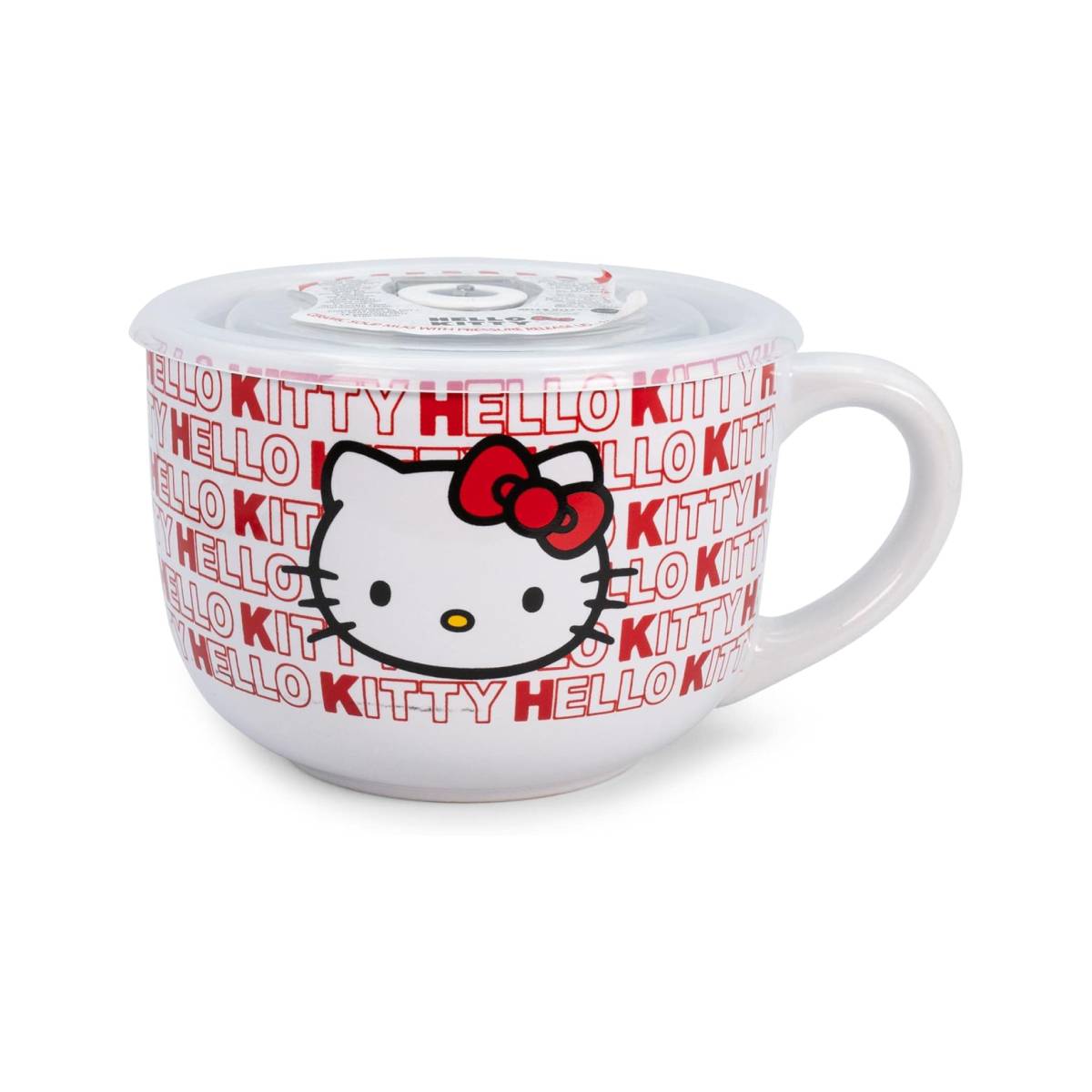 Sanrio Hello Kitty 24 oz Ceramic Soup Mug With Vented Lid - Red