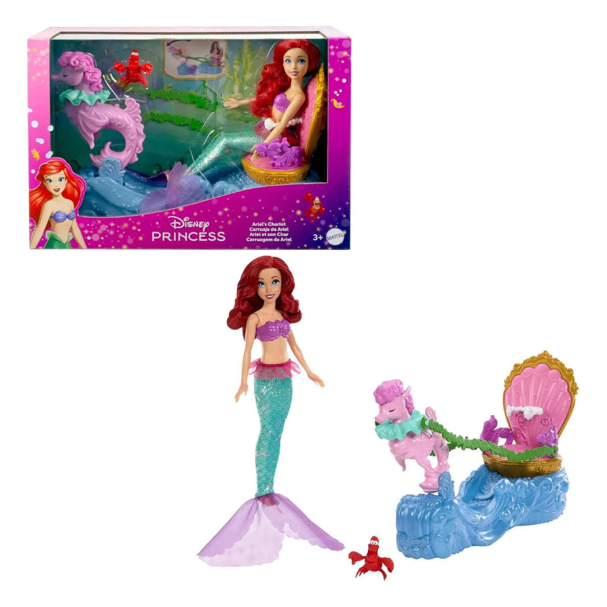 Disney Princess Ariel Mermaid Doll with Sebastian Figure