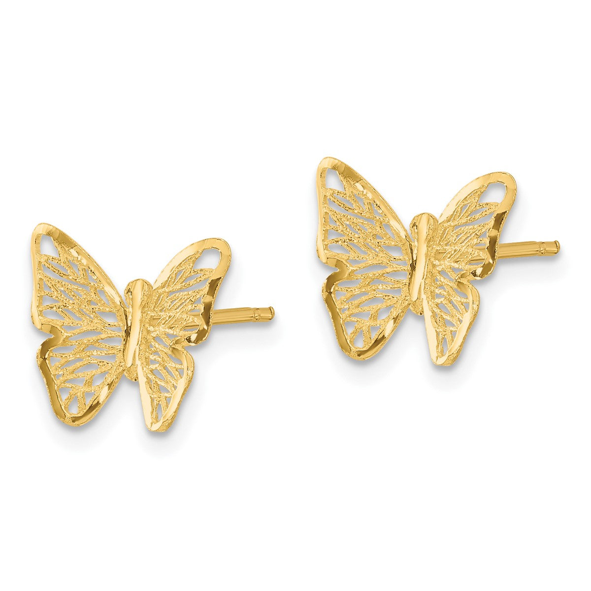 14K Leslie's Women's Diamond-Cut Butterfly Post Earrings in 14K Yellow Gold