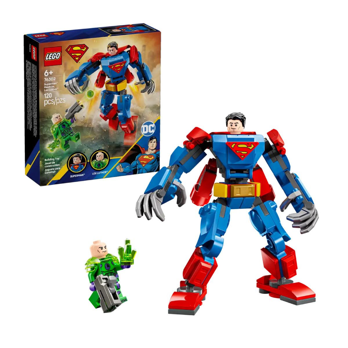 LEGO DC Superman Mech vs. Lex Luthor Action Figures Building Toy Set (120-Pieces)