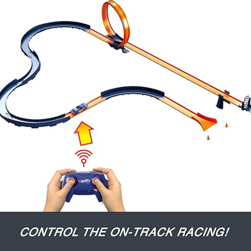 Hot Wheels 1:64 Scale RC Speed Challenge and Track Building Toy Set (30-Pieces)