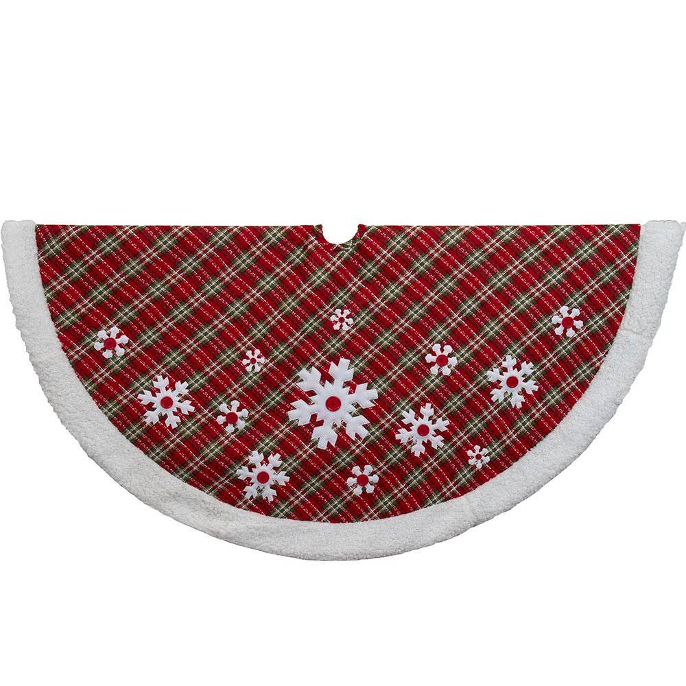 Kurt Adler 48" Plaid Tree Skirt - Red/White