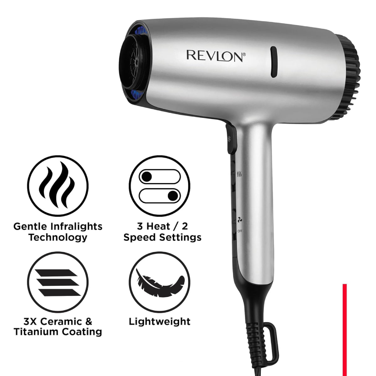 Revlon RVDR5336N1 Dry Max Hair Dryer with Diffuser - Silver/Black