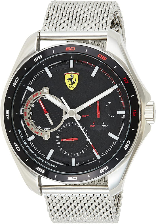Ferrari Speed Racer Men's 44mm Quartz Stainless Steel Silver Bracelet Watch - Black Dial - Curacao