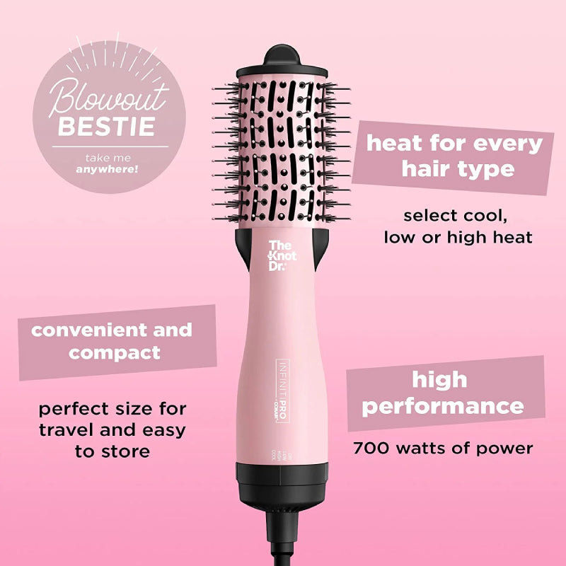 Conair InfinitiPRO The Knot Dr. All-in-One Compact Oval Dryer Brush - Pink