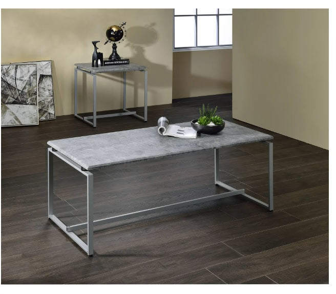 Juego de café y auxiliar de 3 piezas Acme Jurgen, imitación de hormigón y plata