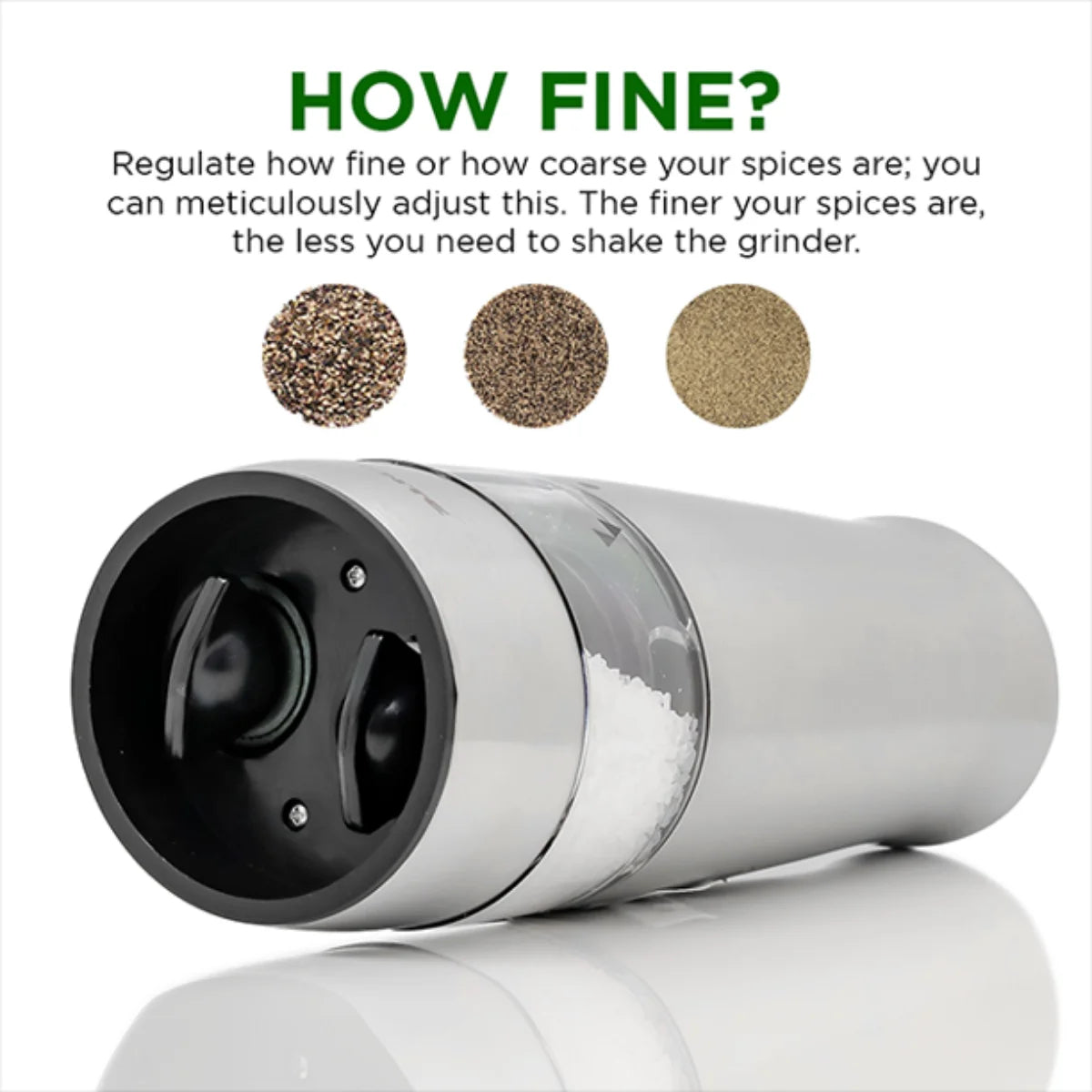 Ovente SPD121S 2-in-1 Electric Salt and Pepper Grinder - Silver