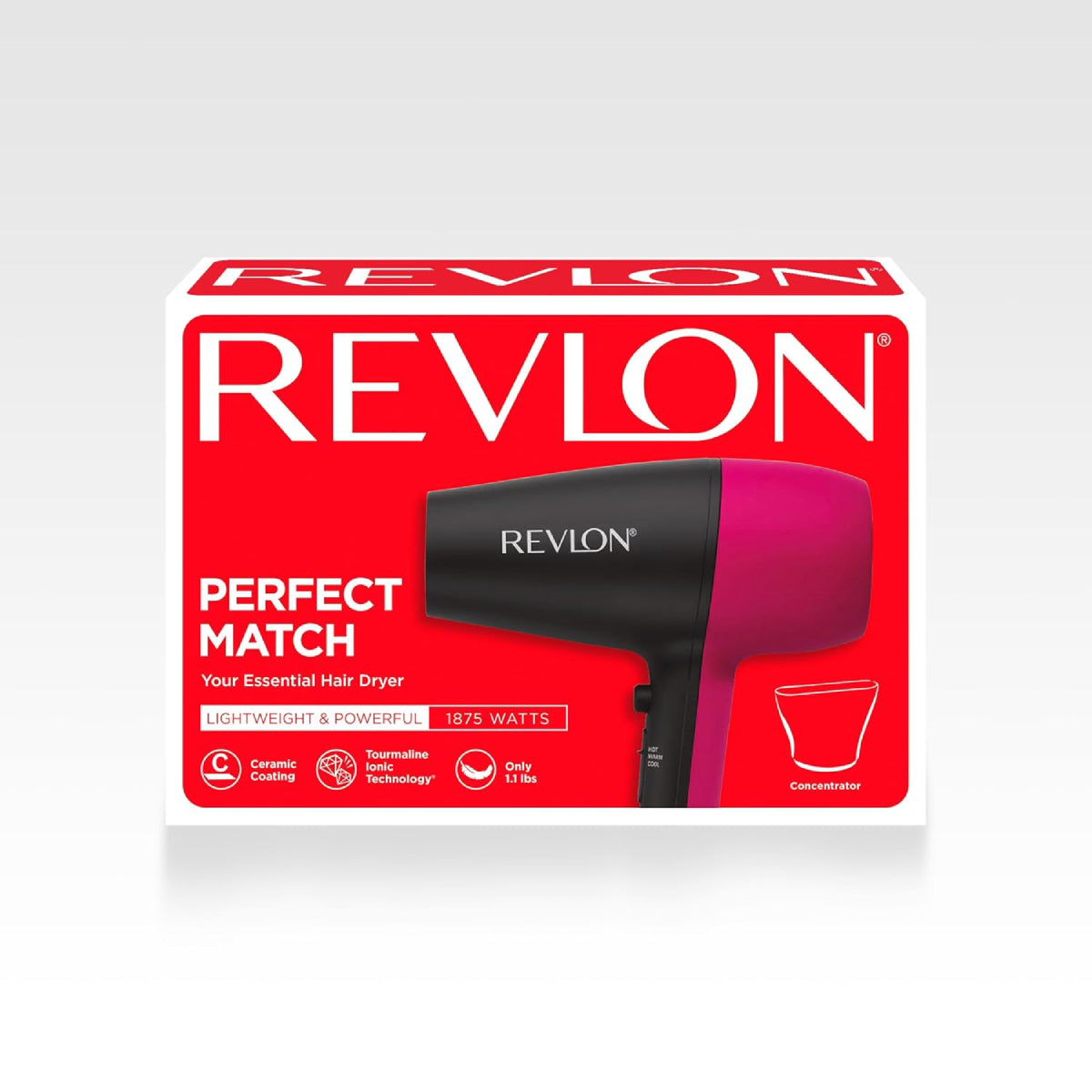 Revlon RVDR5347 Perfect Match Hair Dryer with Concentrator - Black/Pink