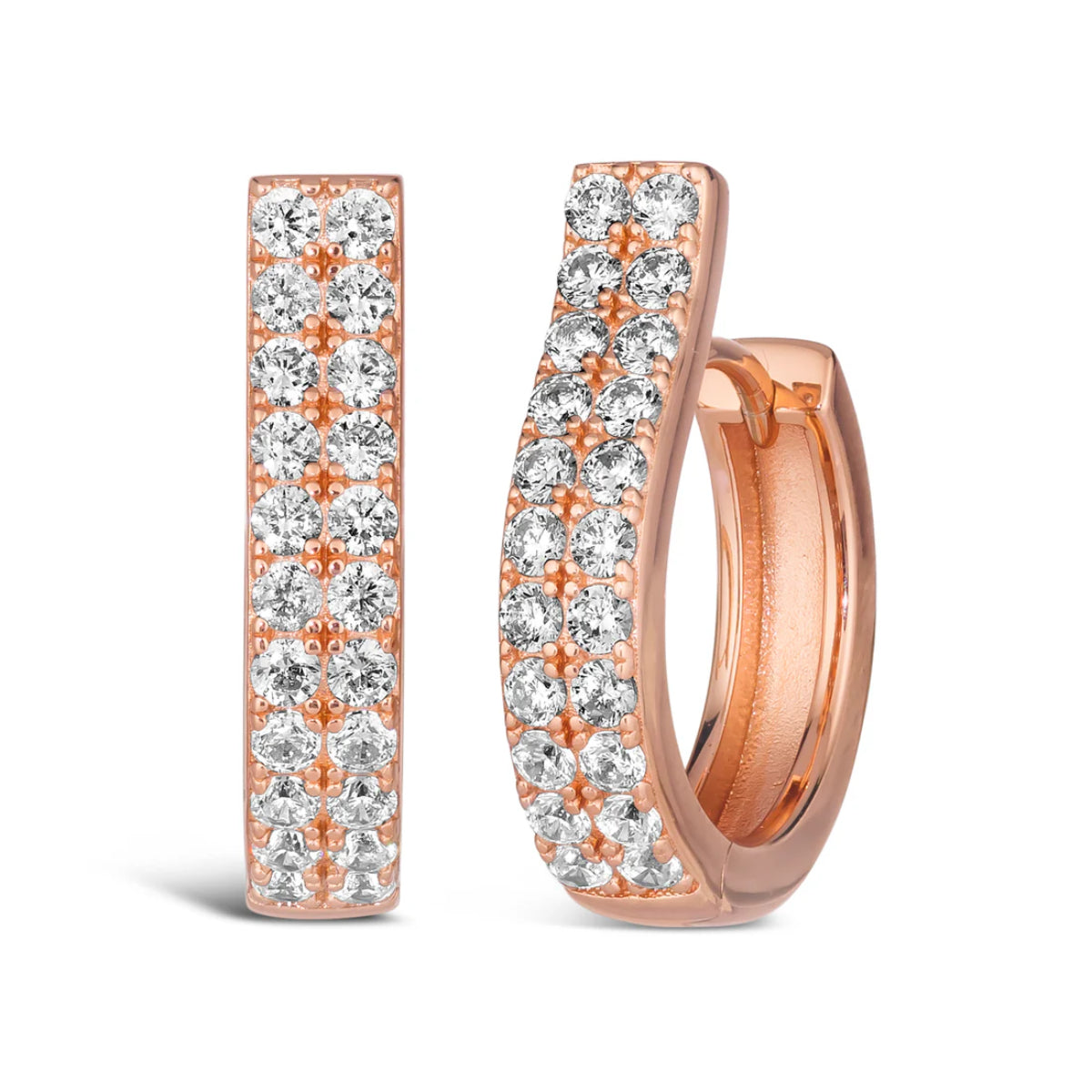Anna Zukerman Sophia 07 Women's 1 ct. Diamond Crystalline Ola Huggie Earrings in Rose Gold-Plating over 925 Sterling Silver