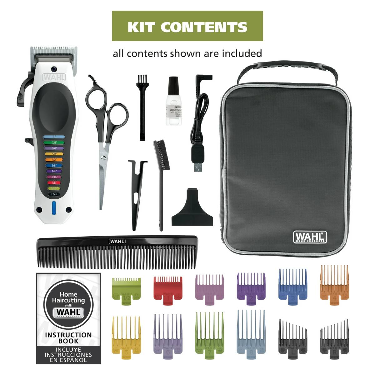 Wahl Cordless Color Pro Clipper USB Rechargeable Haircutting Kit