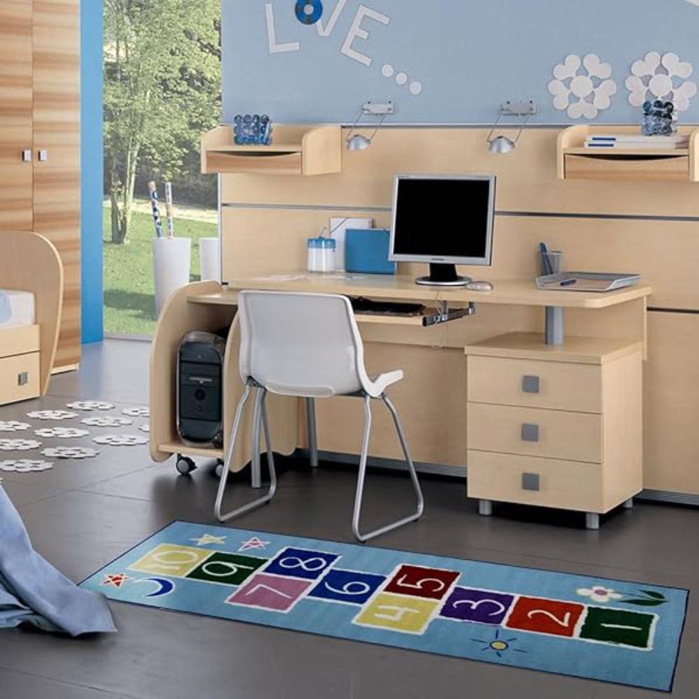 L.A Rugs Fun Time Primary Hopscotch Rectangular Area Rug - Blue