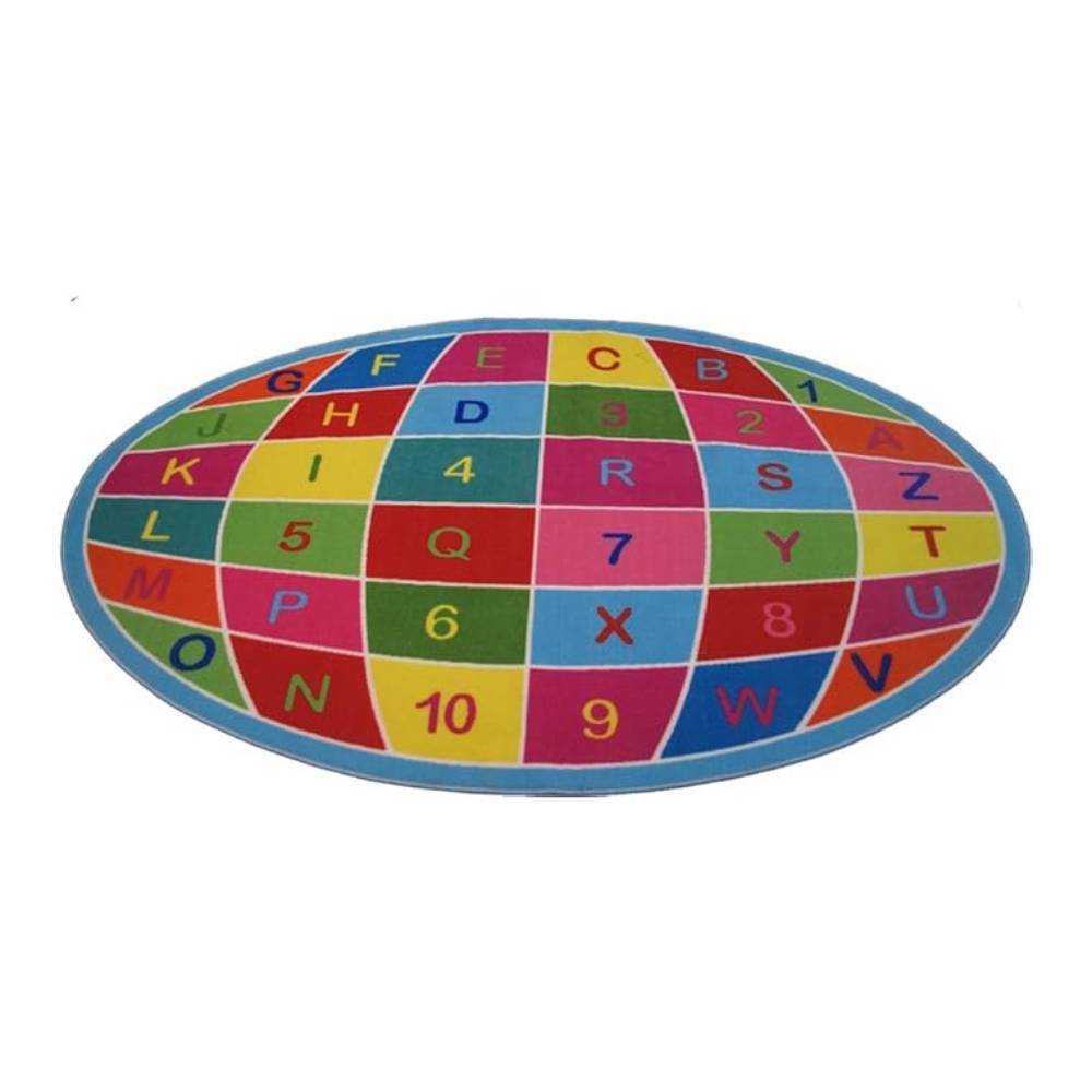 L.A Rugs Fun Time Alpha Numeric Globe Novelty Oval Rug