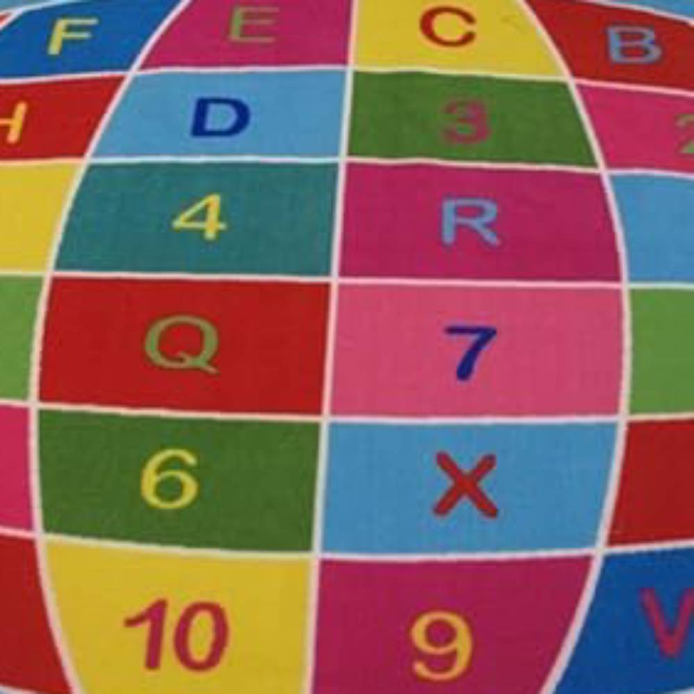 L.A Rugs Fun Time Alpha Numeric Globe Novelty Oval Rug