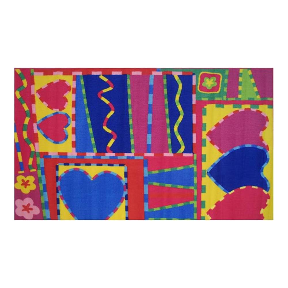 L.A Rugs 3'3" x 4'10" Fun Time Hearts and Crafts Rectangular Area Rug