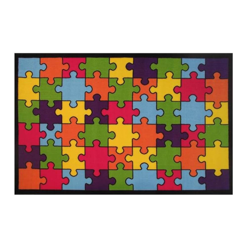L.A Rugs Fun Time Jigsaw Puzzle Novelty Rectangular Rug