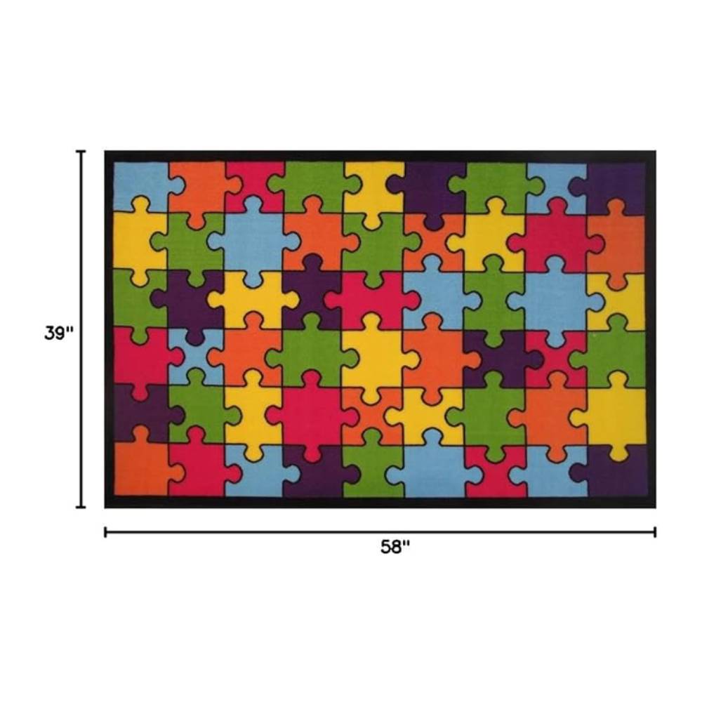 L.A Rugs Fun Time Jigsaw Puzzle Novelty Rectangular Rug