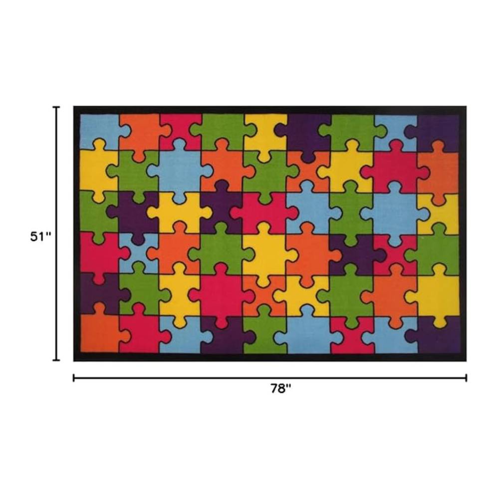 L.A Rugs Fun Time Jigsaw Puzzle Novelty Rectangular Rug