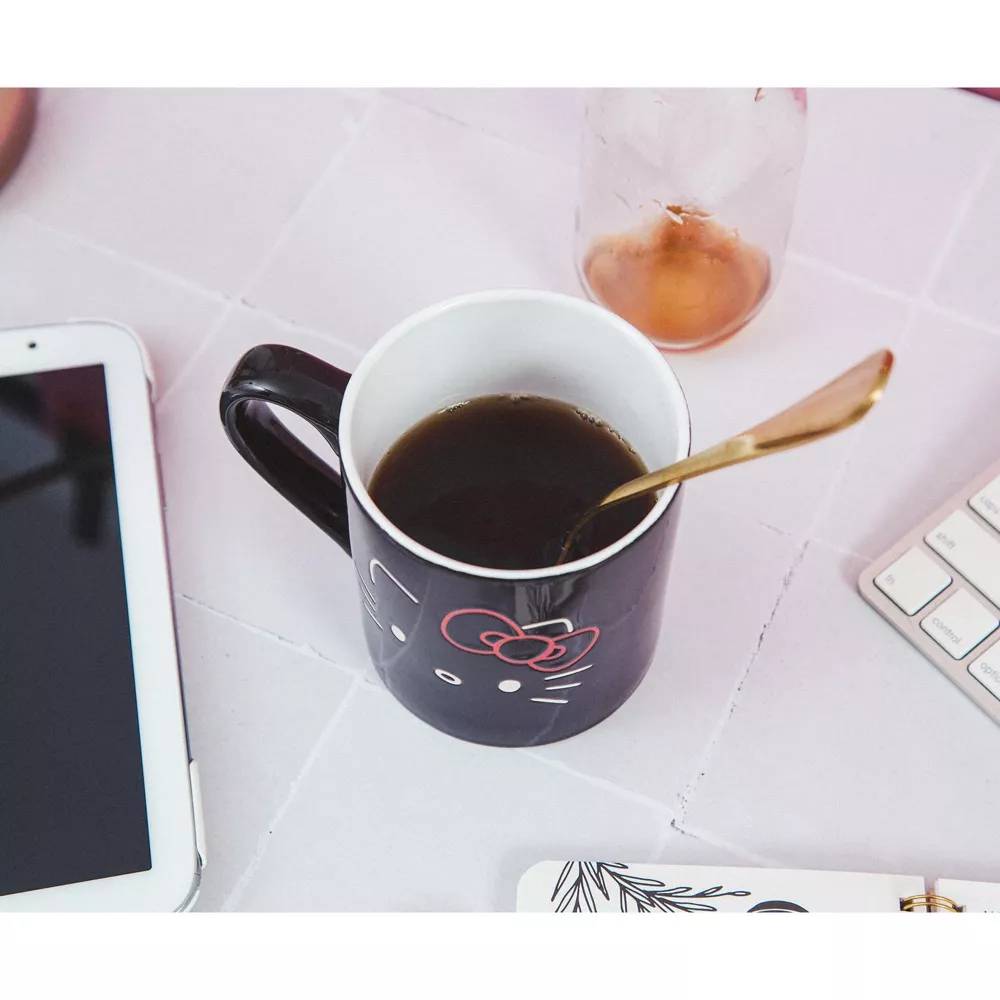 Sanrio Hello Kitty 14 oz Ceramic Wax Resist Mug - Black