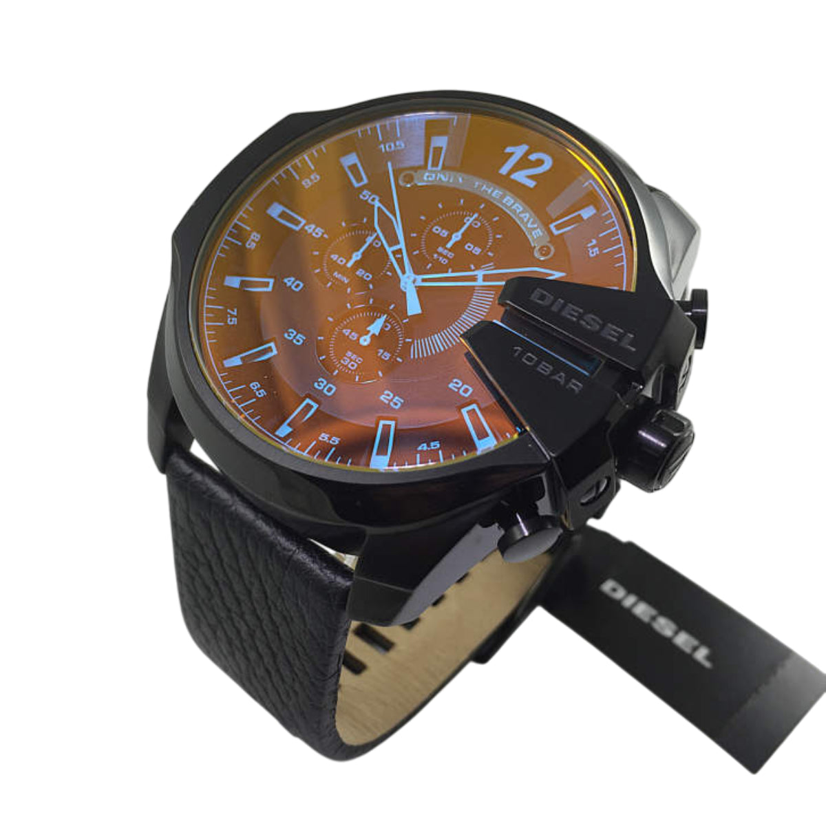 Diesel Mega Chief Men's 59mm Strap Watch - Black Iridescent Dial