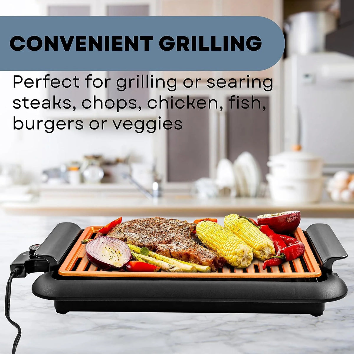 Ovente GD1510NLCO Electric Indoor Grill - Copper