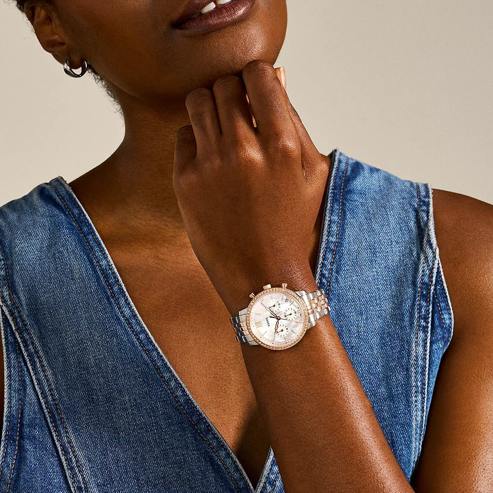 Fossil Neutra Women's 36mm Two-Tone Bracelet Watch - White Mother Of Pearl Dial