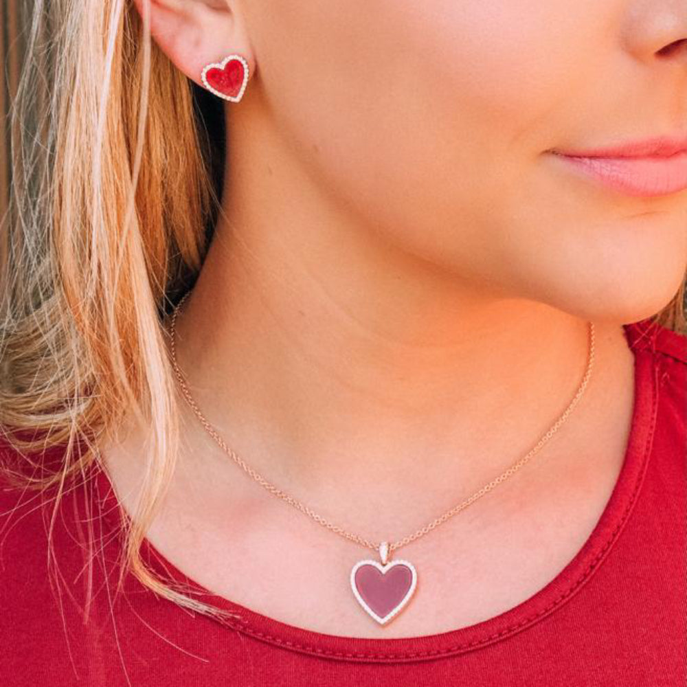 Anna Zuckerman HOC03 Women's Diamond Crystalline And Carnelian Red Inlay Necklace in 18k Yellow Gold-Plating over 925 Sterling Silver