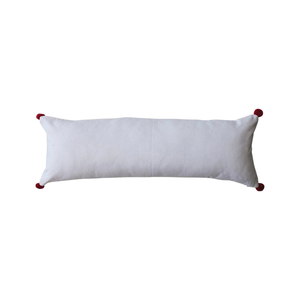 Creative Co-op Lumbar Pillow with "Merry" - Red/White