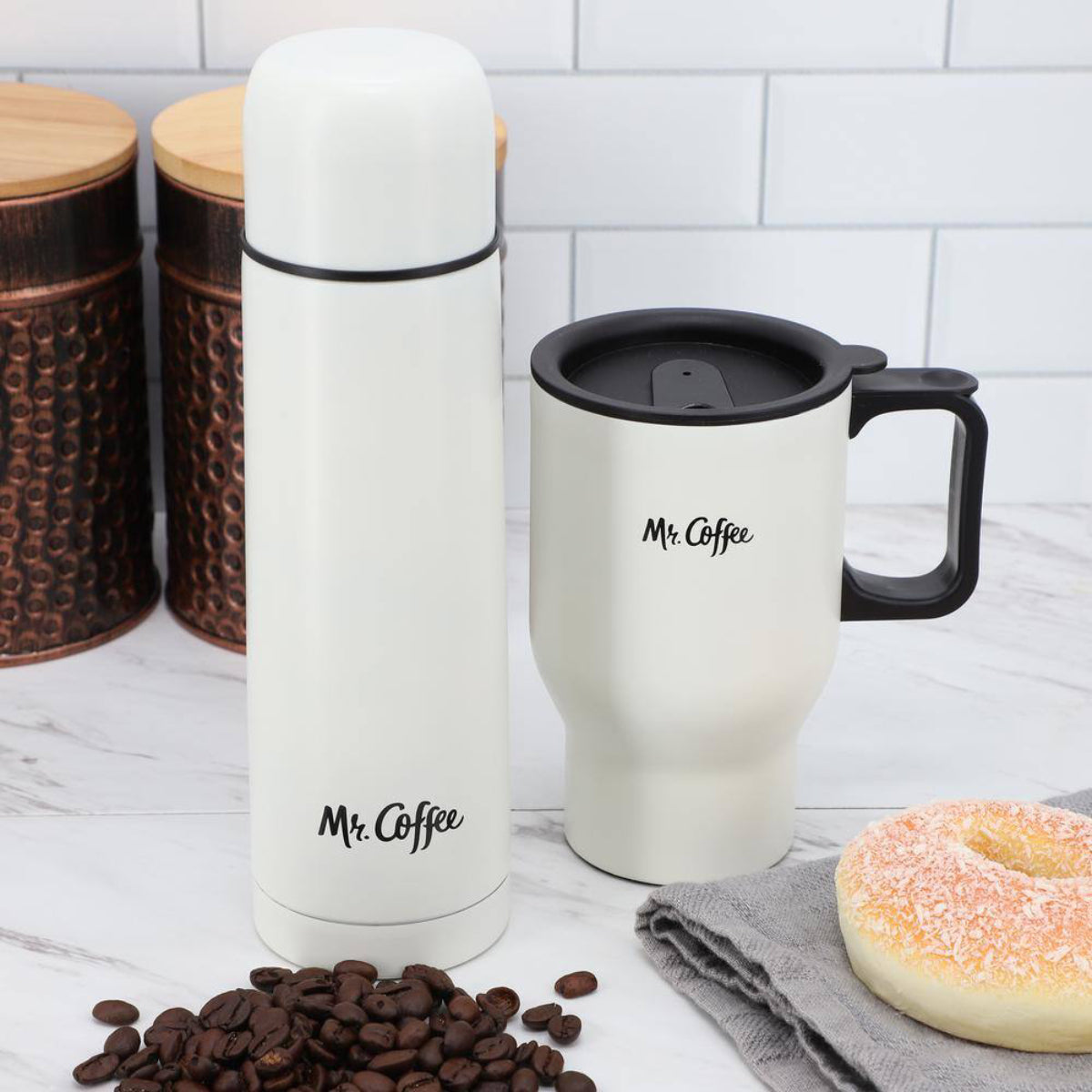 Mr.Coffee Javelin Thermal Bottle and Travel Mug Set (2 - Pieces) - White
