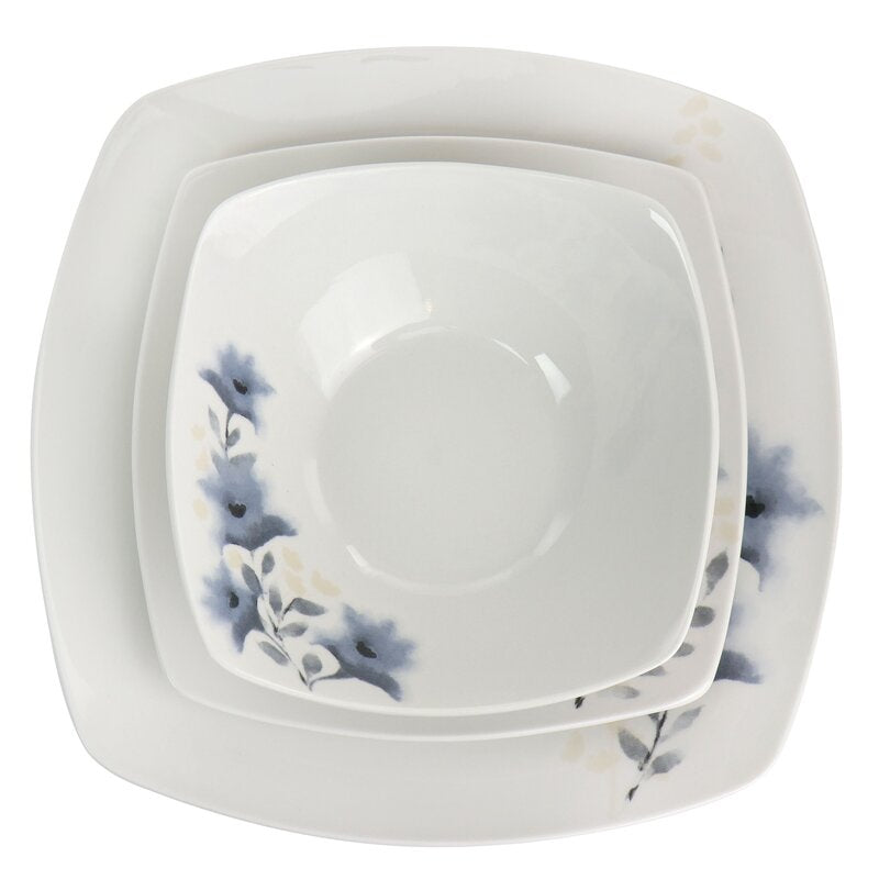 Gibson Home Evening Orchid 12 Piece Fine Ceramic Dinnerware Set