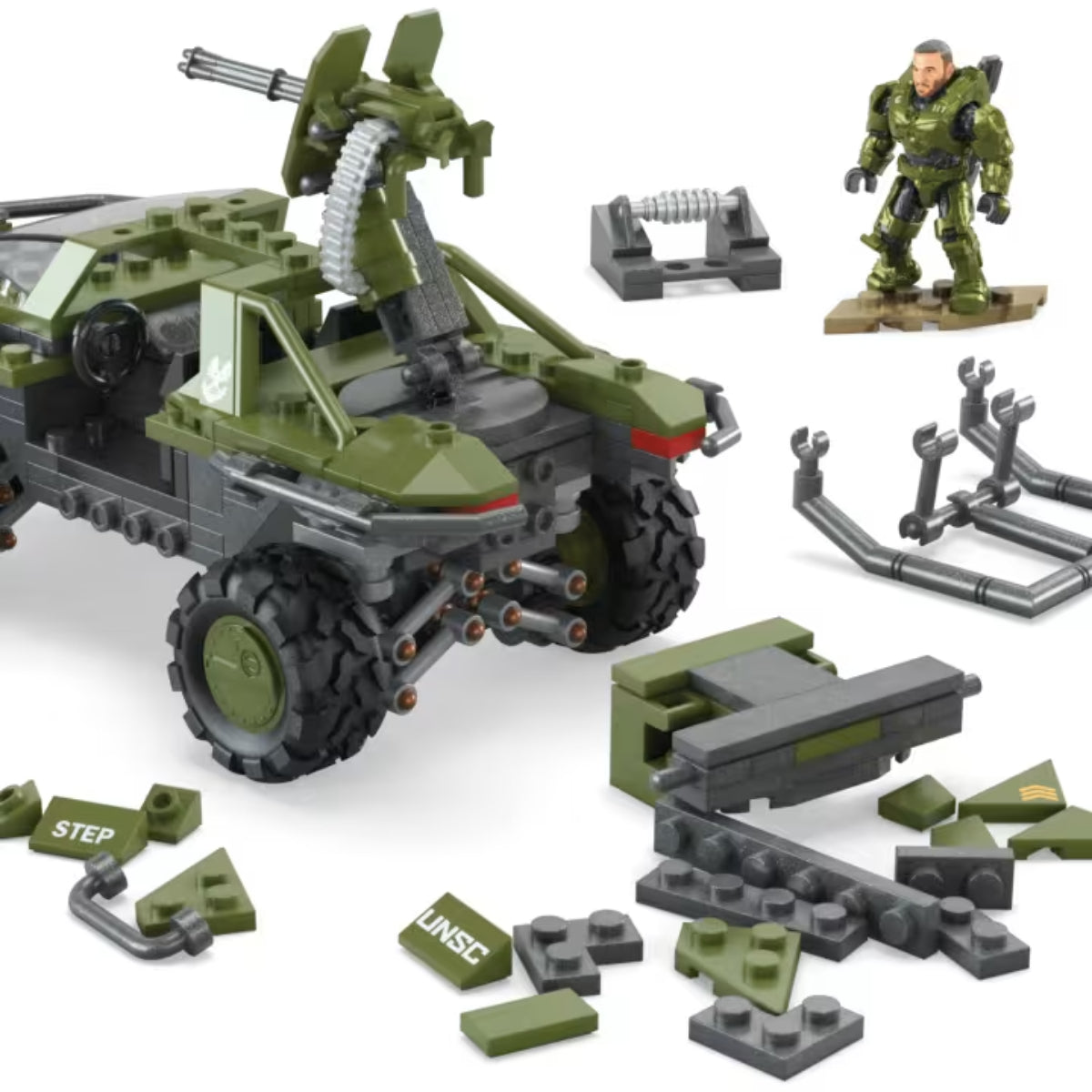 Mega Halo Fleetcom Warthog Vehicle Building Toy Set With 5 Micro Action Figures (469-Pieces)