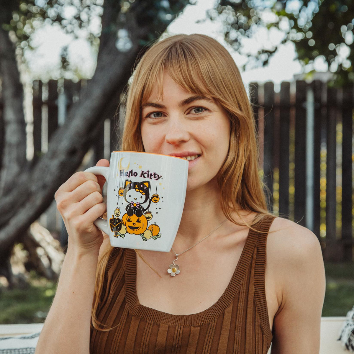 Sanrio Hello Kitty Pumpkin Patch Jumbo Curved 25 oz Ceramic Latte Mug - Multicolor