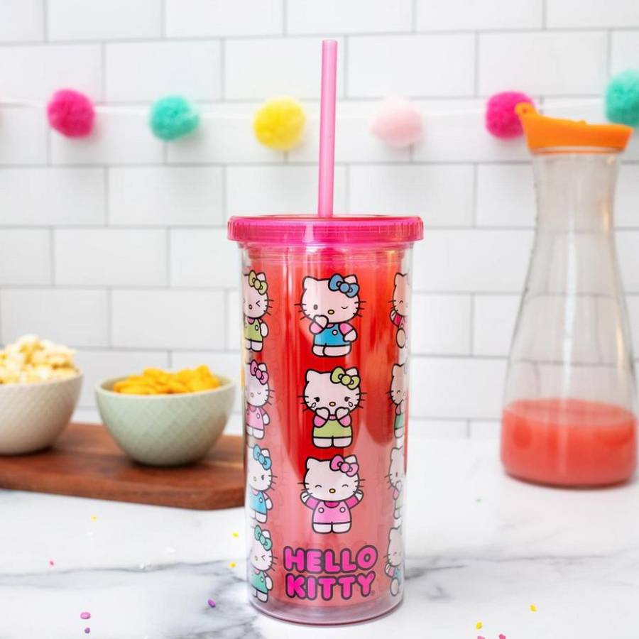 Sanrio Hello Kitty Expressions 20 oz Carnival Cup With Lid and Straw - Pink