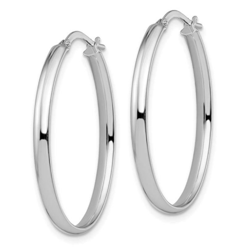 14K Leslie's Women's 3mm Hoop Earrings in Rhodium Plating-over 14K White Gold