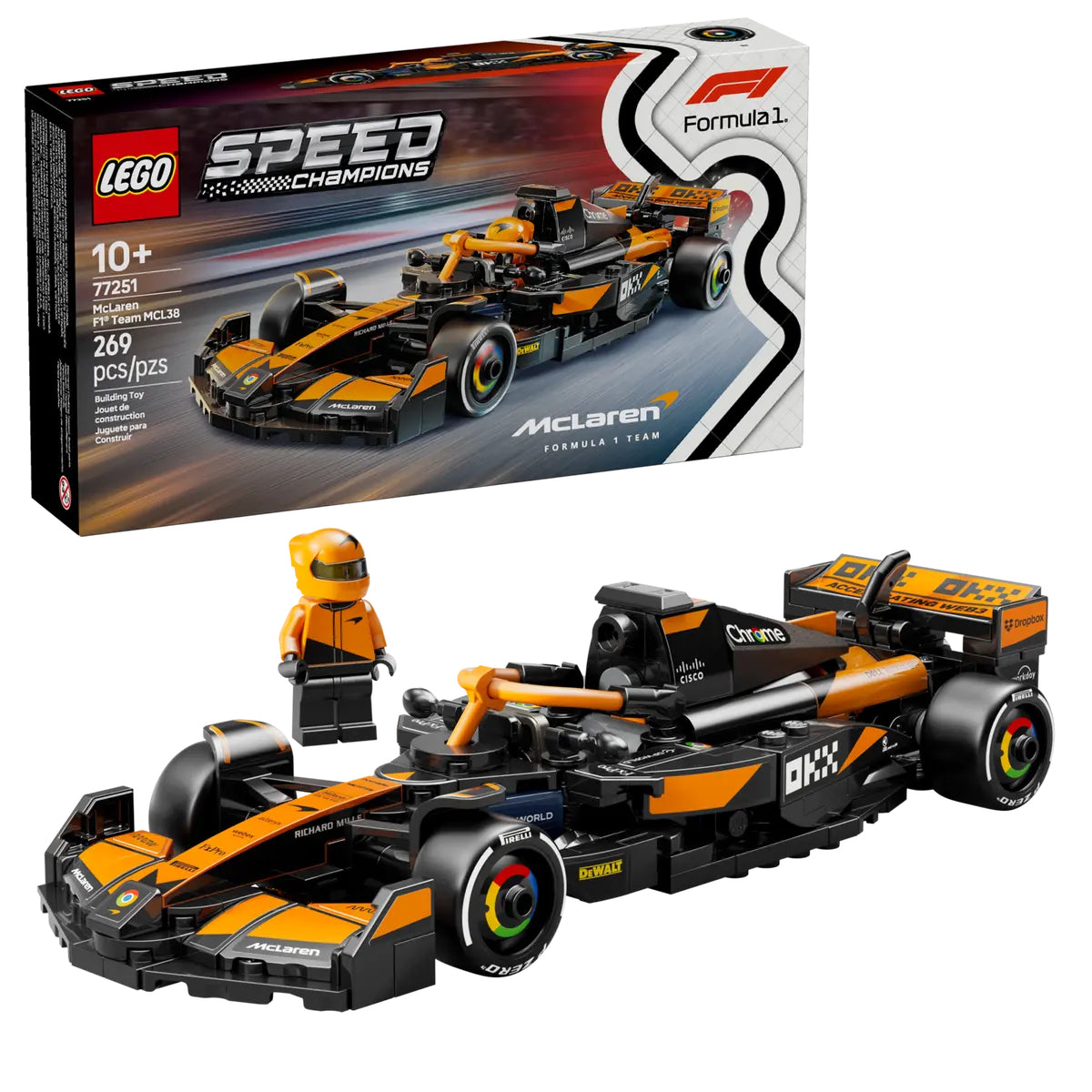LEGO Speed Champions McLaren F1 Team MCL38 Race Car Building Toy Set (269-Pieces)