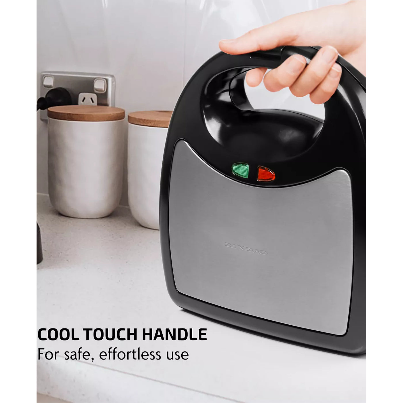 Sandwichera eléctrica 3 en 1 Ovente con placas antiadherentes extraíbles - Color negro