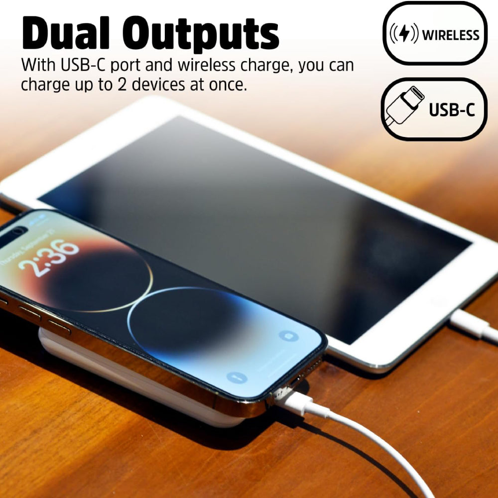 Energizer QM5000 5000mAh Magnetic Wireless Power Bank - White