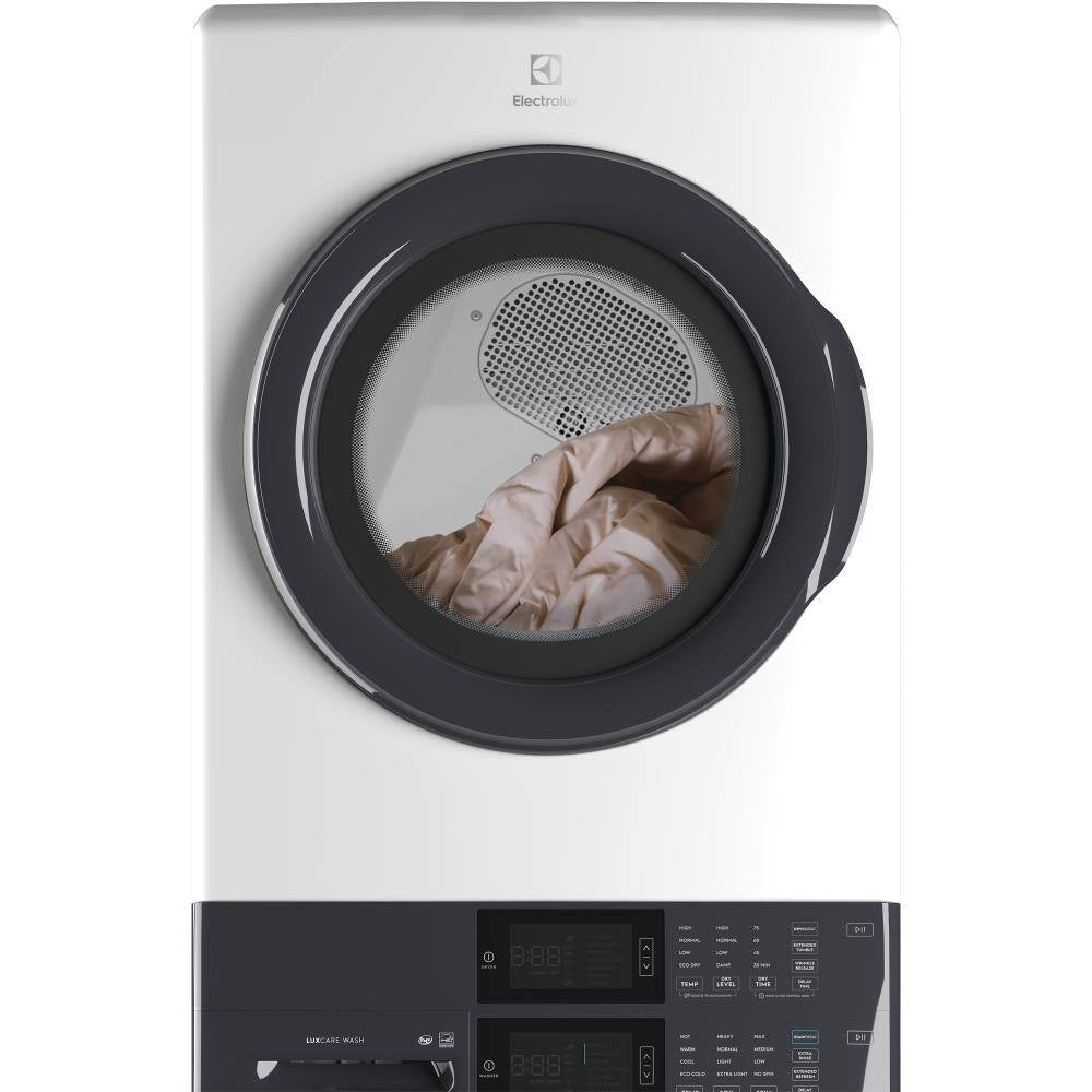 Lavadora apilada Electrolux ELTG7300AW de 4,4 pies cúbicos y secadora a gas de 8,0 pies cúbicos, torre de lavandería con lavado LuxCare, color blanco