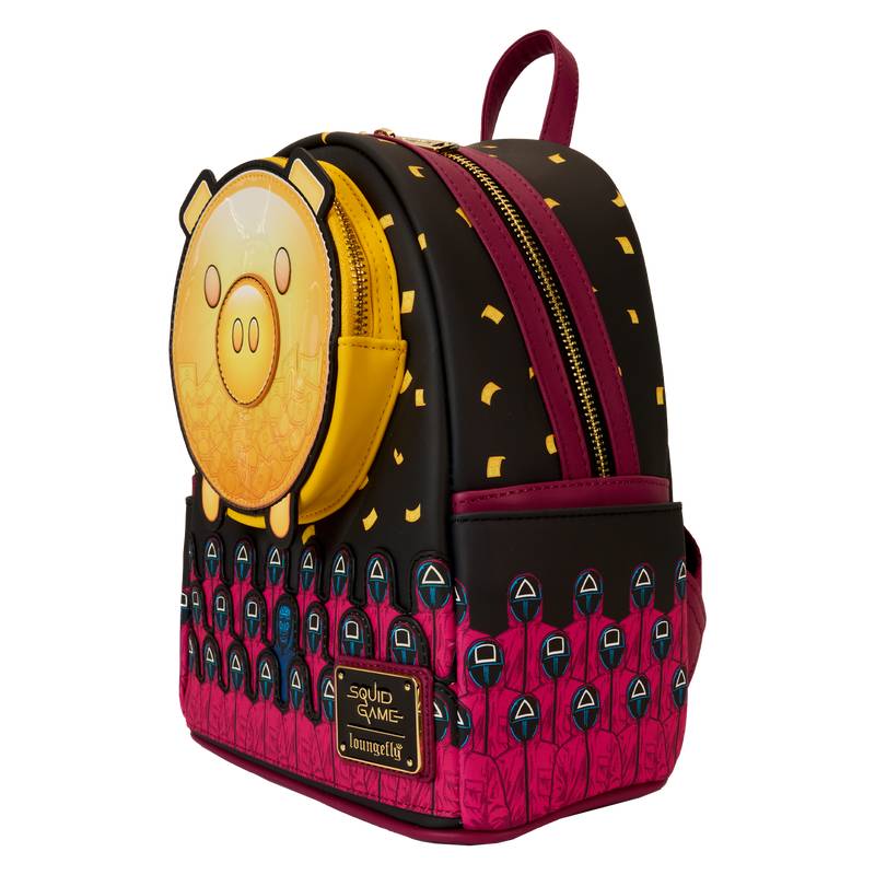 Netflix Squid Game Piggy Bank Masked Men Glow Mini Backpack - Black