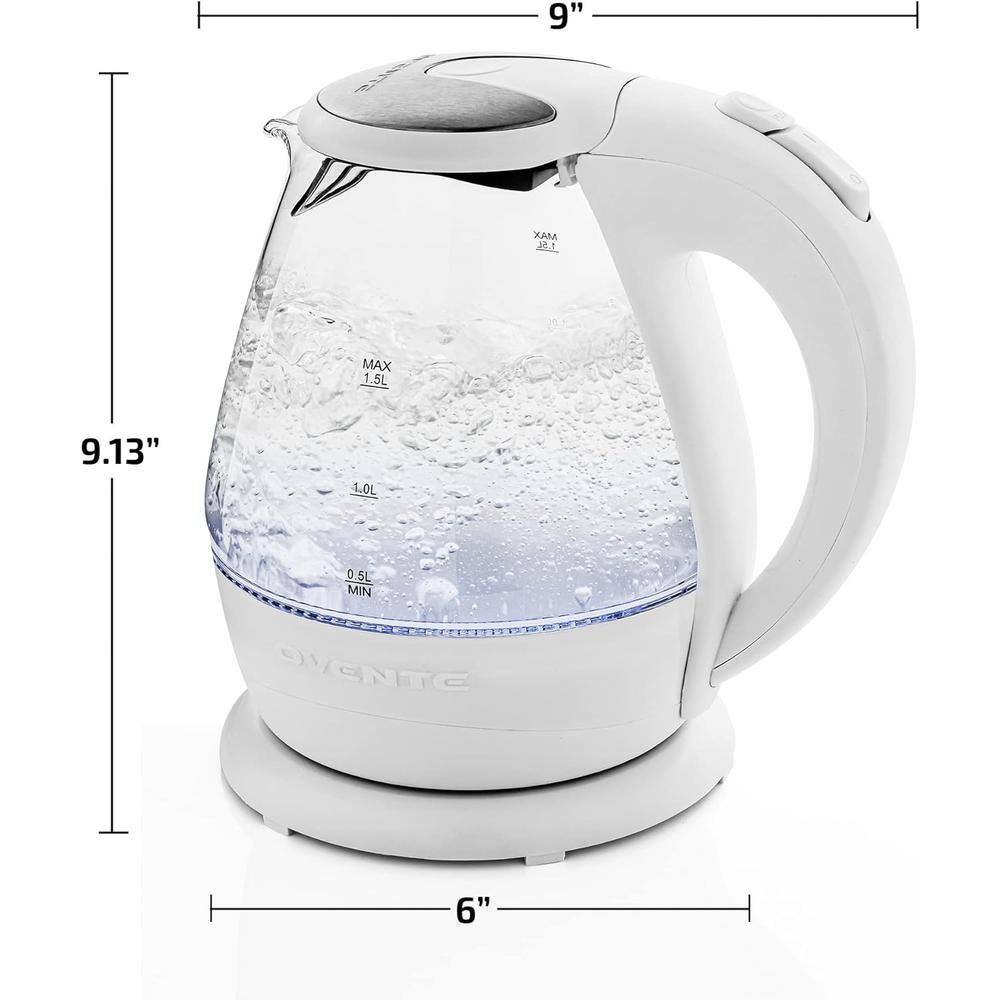 Ovente 1.5L Lighted Electric Kettle with Lid