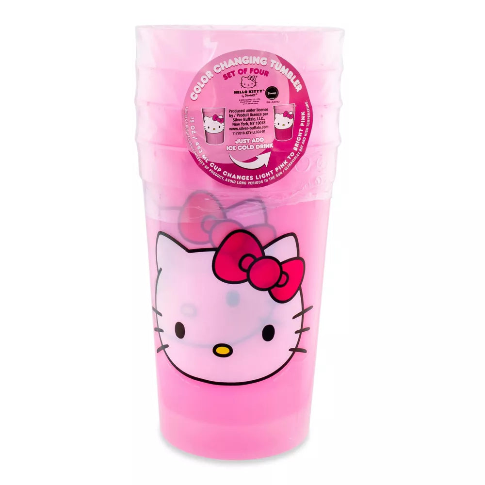 Sanrio Hello Kitty Color-Change Plastic Cup Set (4-Pieces)