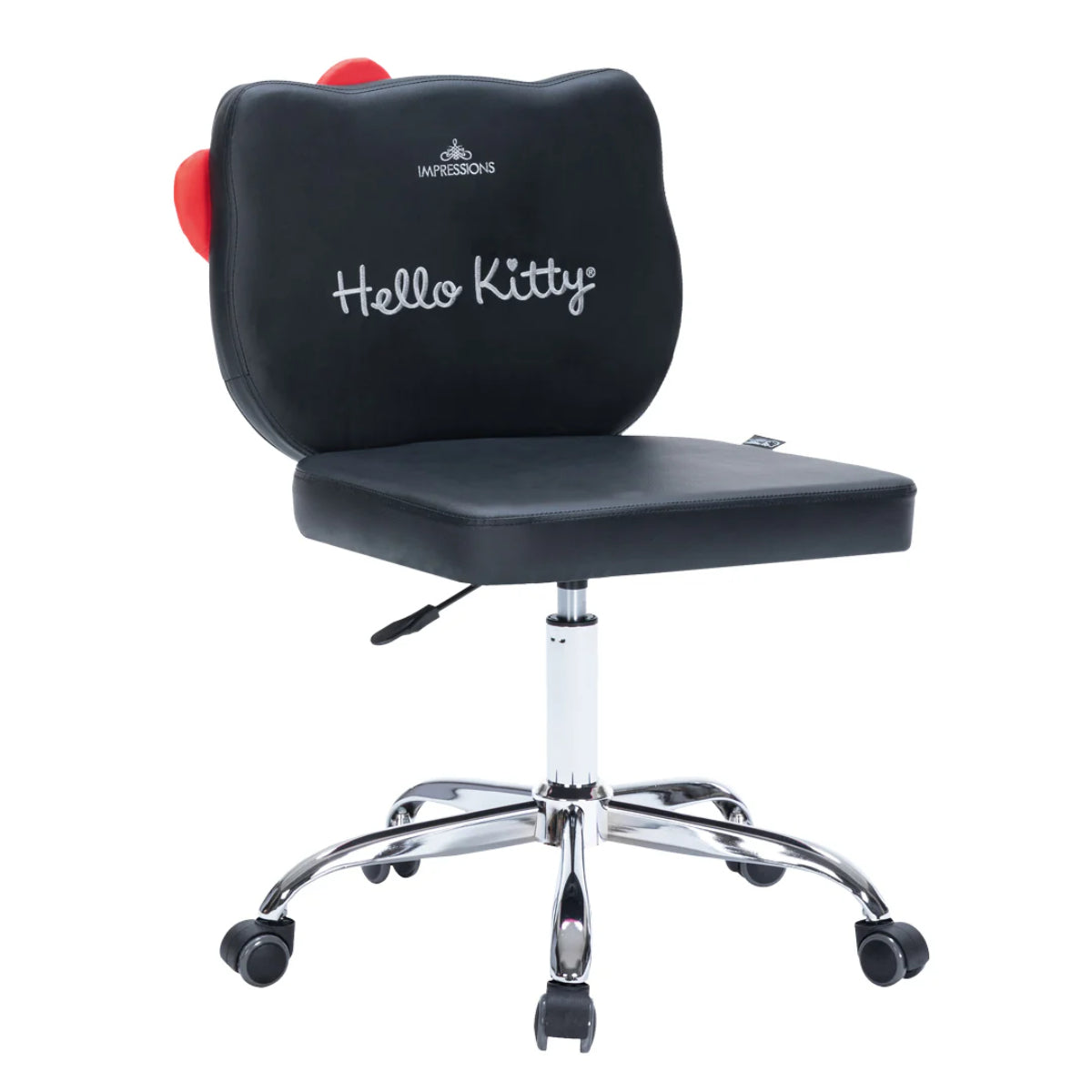 Hello Kitty Swivel Desk Chair with Backrest and Wheels by Impressions Vanity - Black/Red