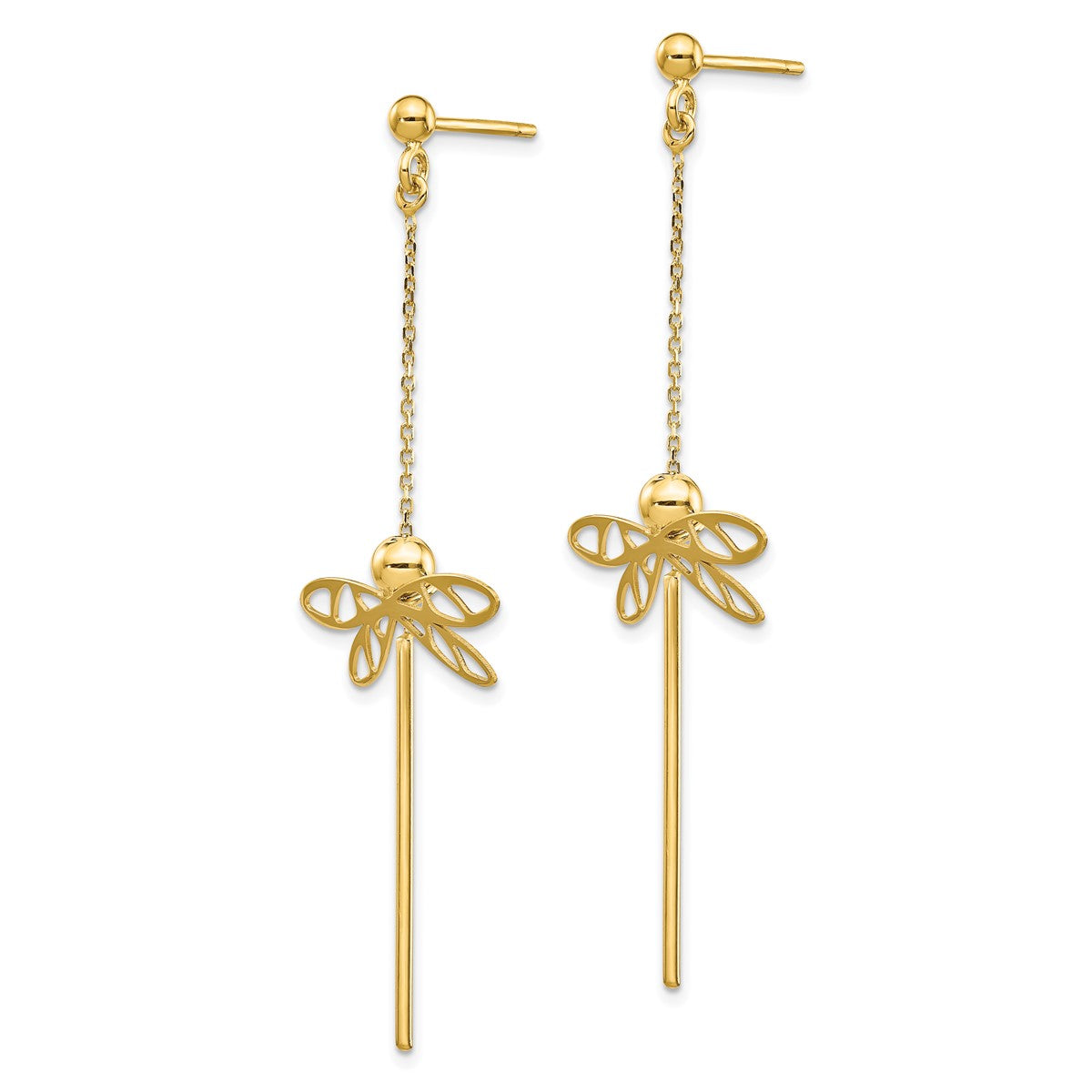 14K Leslie's Women's Dragonfly Post Drop and Dangle Earrings in 14K Yellow Gold